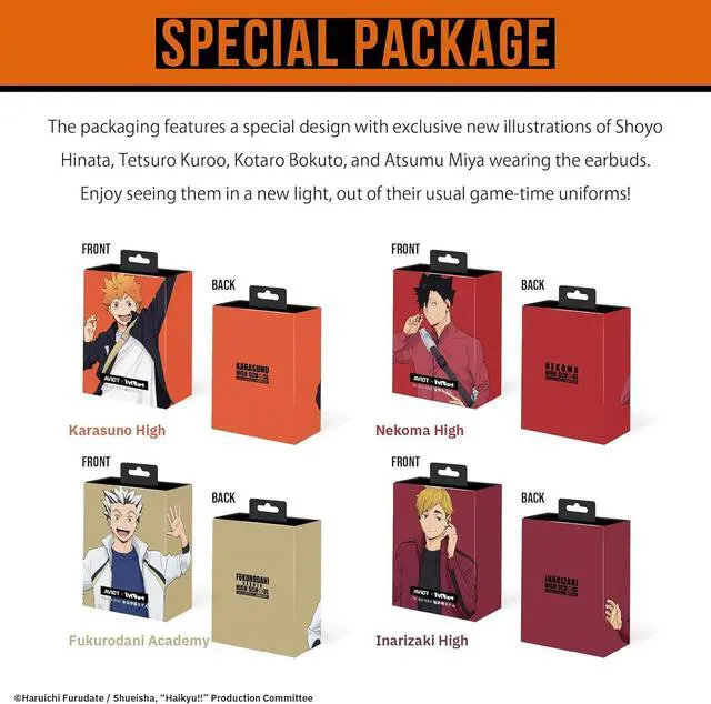 Alt view image 5 of 7 - AVIOT TE-Q3-HK Haikyu Collaboration Wireless Earbuds Officially Licensed (Exclusive Edition), Special Japanese Voice, Noise Cancelling Wireless Earbuds, Bluetooth 5.3 (Inarizaki High)