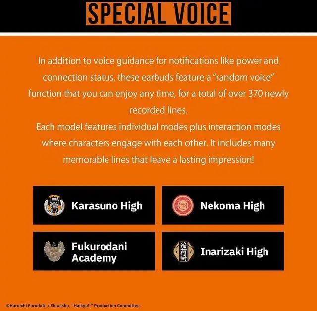 Alt view image 6 of 7 - AVIOT TE-Q3-HK Haikyu Collaboration Wireless Earbuds Officially Licensed (Exclusive Edition), Special Japanese Voice, Noise Cancelling Wireless Earbuds, Bluetooth 5.3 (Inarizaki High)