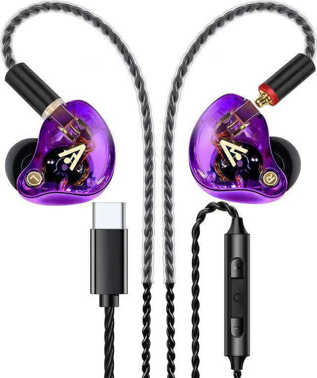 Main image of Vibes 202MC USB-C Wired Earbuds - HiFi in Ear Monitor Headphones - Noise Isolating Ear Buds w/ Mic - Clear Sound, Deep Bass & Comfort-Fit Earphones - MMCX to USBC, Silver Plated Cord, Carrying Case