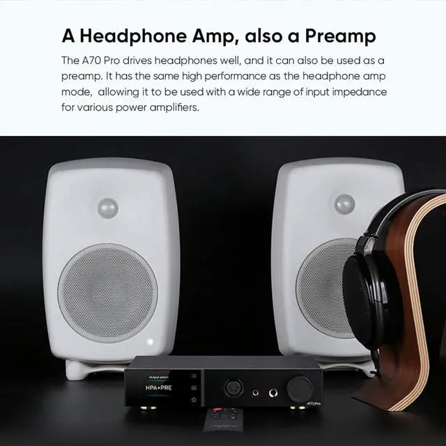 Alt view image 7 of 7 - Topping A70Pro Fully Balanced Headphone Amplifier 17000mWx17000mW HPA, RCA/XLR/TRS/EXT to 4.4mm/6.35mm/4-Pin XLR Headphone Amp RCA XLR Output Preamp with 12 Trigger for Earphone//IEMs (Black)