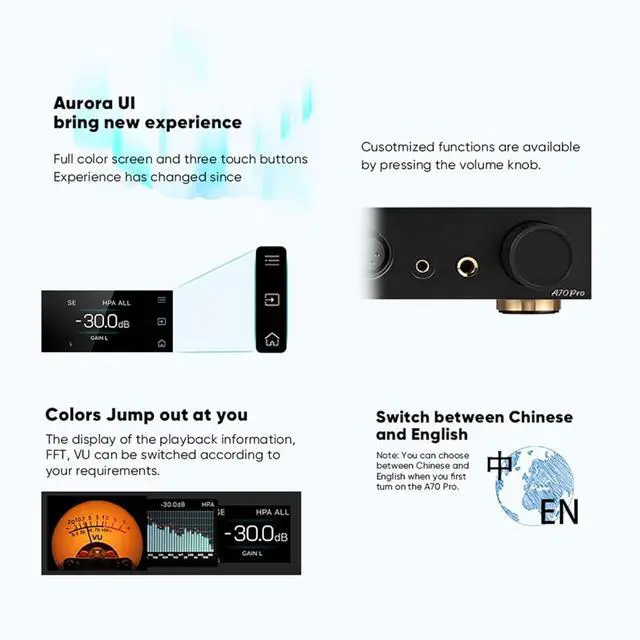 Alt view image 5 of 7 - Topping A70Pro Fully Balanced Headphone Amplifier 17000mWx17000mW HPA, RCA/XLR/TRS/EXT to 4.4mm/6.35mm/4-Pin XLR Headphone Amp RCA XLR Output Preamp with 12 Trigger for Earphone//IEMs (Black)