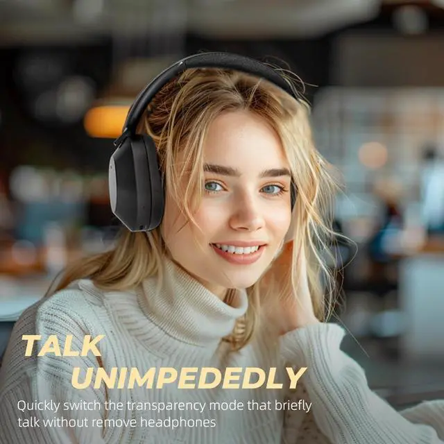 Alt view image 5 of 7 - iKF-Solo Active Noise Cancelling Headphones Bluetooth 5.3 Wireless Over Ear Headphones, 130H Playtime, Hi-Res Audio, Support Wired Wireless Connection Custom EQ via App for Travel, Office (All-Black)