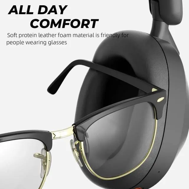 Alt view image 6 of 7 - iKF-Solo Active Noise Cancelling Headphones Bluetooth 5.3 Wireless Over Ear Headphones, 130H Playtime, Hi-Res Audio, Support Wired Wireless Connection Custom EQ via App for Travel, Office (All-Black)
