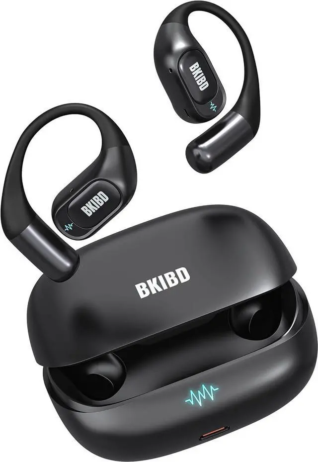 Main image of Open Ear Headphones Wireless Earbuds Bluetooth 5.4 Noise Cancelling Headphones Touch Control Air Conduction Sport Headsets IPX6 Waterproof Earphones Over Ear Headphones Running Workout (Black)