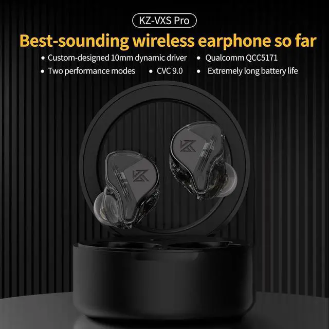 Alt view image 2 of 7 - KZ VXS Pro True Wireless Earbuds Headphones Bluetooth 5.3 in-Ear TWS HiFi Earphones with Microphone Aptx 32Hours Noise Cancel