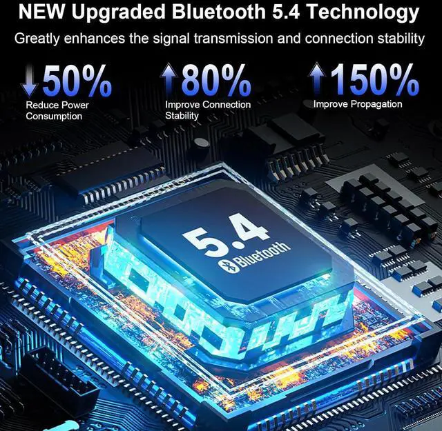 Alt view image 2 of 7 - Wireless Earbuds 2025 Bluetooth 5.4 Headphones Bass Stereo Ear Buds with 4 Mics ENC Noise Cancelling Bluetooth Earbuds 48H Playtime LED Display Charging Case IP7 Waterproof in Ear Earphones white