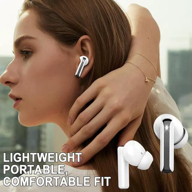 Alt view image 5 of 7 - Wireless Earbuds 2025 Bluetooth 5.4 Headphones Bass Stereo Ear Buds with 4 Mics ENC Noise Cancelling Bluetooth Earbuds 48H Playtime LED Display Charging Case IP7 Waterproof in Ear Earphones white