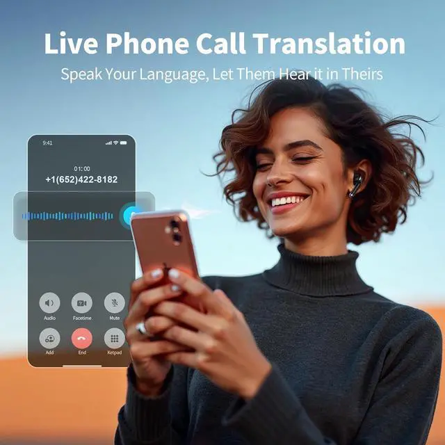 Alt view image 3 of 6 - 2025 Al Translation Earbuds with Smart LED Touchscreen: Real-Time 2-Way Voice Translator for 150+ Languages & Accents, Support Phone Call, Video Call, Face to Face Conversations