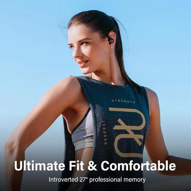 Alt view image 2 of 7 - workout earbuds over ear headphones wireless bluetooth running headphones IPX5 waterproof gym headphones for iPhone wireless earbuds running 50H playtime with wireless charging case (Black) (Sports)