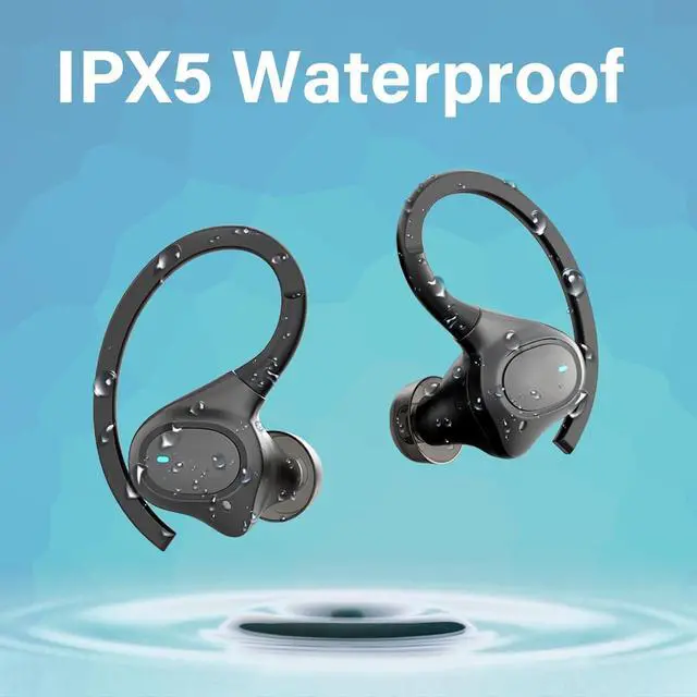 Alt view image 4 of 7 - workout earbuds over ear headphones wireless bluetooth running headphones IPX5 waterproof gym headphones for iPhone wireless earbuds running 50H playtime with wireless charging case (Black) (Sports)
