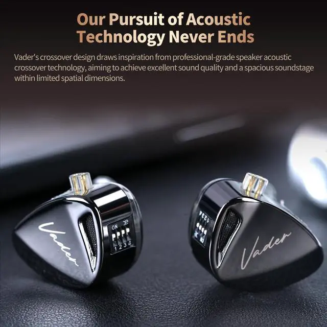 Alt view image 6 of 7 - KZ Vader Triple Driver in-Ear Monitor Music Earphone,HiFi IEM with 4 Tuning Levels, 0.75mm Pins Wired Sport Earbud Headphones (High-Resolution Version, with Microphone)