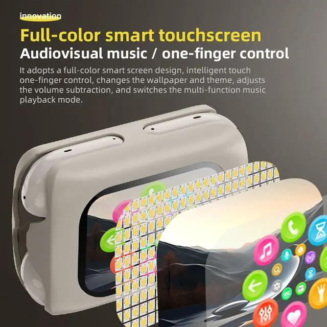 Alt view image 3 of 7 - 2 Pack Wireless Earbuds Bluetooth 5.4 with Smart Touch Screen Case Active Noise Cancelling Headphones Blue Tooth Two Pairs of TWS Ear Buds for Couples Two Person in Ear Earphones with Mic for Sport