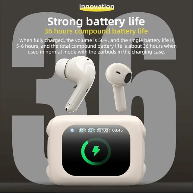 Alt view image 6 of 7 - 2 Pack Wireless Earbuds Bluetooth 5.4 with Smart Touch Screen Case Active Noise Cancelling Headphones Blue Tooth Two Pairs of TWS Ear Buds for Couples Two Person in Ear Earphones with Mic for Sport