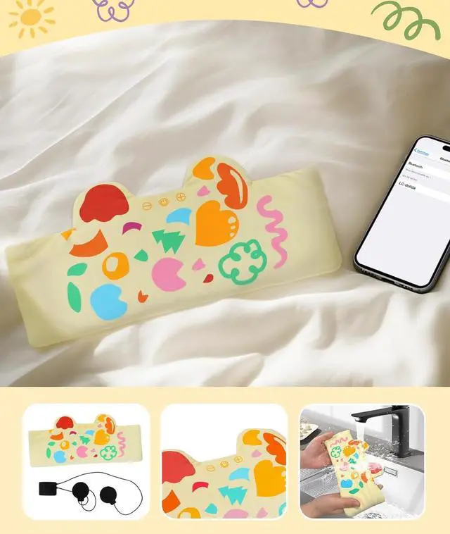 Alt view image 6 of 7 - LC-dolida Kids Headphones Bluetooth Headband Sleep Mask Wireless Earphones Built in Thin Speaker Airplane Accessories for Boys & Girls Children Learning, Sleep and Entertainment (Yellow)