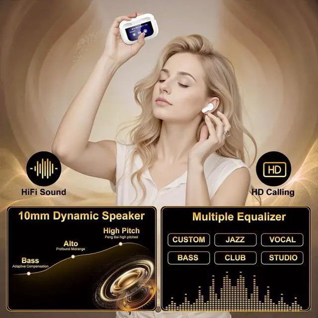 Alt view image 2 of 7 - Wireless Earbuds, Touch Screen Earphones Wireless Bluetooth 5.4 In Ear Headphones, Hifi Sound ANC Noise Canceling Earbuds, Multifunctional Ear Buds Headsets for Android IOS Gym Sports (White)