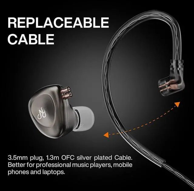 Alt view image 7 of 7 - RA15 in Ear Monitor Earphones Wired Earbuds-HiFi Headphones for Musicians,Audiophiles,All Metal Casing with Replaceable Tuning Tubes, Single Dynamic Driver,Secure Fit 2 pin OFC Cable