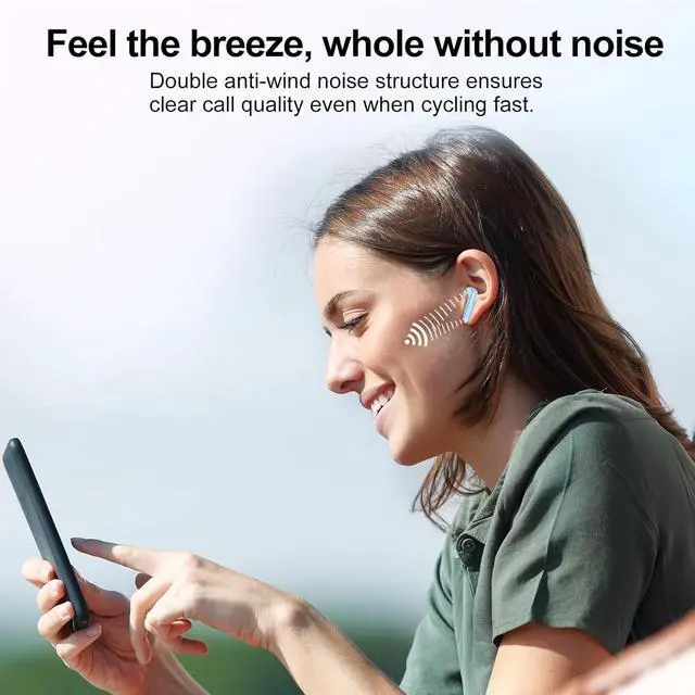 Alt view image 4 of 7 - Wireless Earbuds, Bluetooth 5.4 Headphones HiFi Stereo, Bluetooth Earbuds with ENC Noise Cancelling Mic, 36H LED Display Ear Buds, IPX7 in Ear Earphones for Phone Tablet Laptop Sports, Hellblau