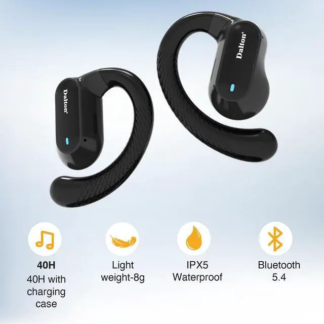 Alt view image 5 of 6 - DALTON X5Pro Open Ear Earbuds Open Ear Headphones  Clip On Earbuds, Best Rated Wireless Bluetooth Outer Buds with Hooks, Multipoint Sport Headphone for Running, Fitness, Construction Workers