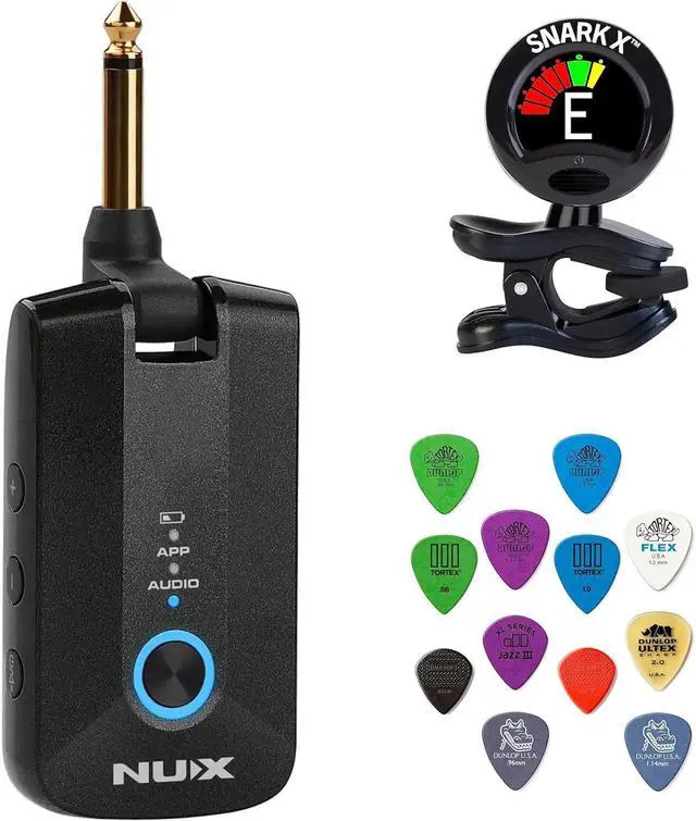 Main image of NUX Mighty Plug Pro MP-3 Headphone Amp for Guitar/Bass - Bundle with Snark-X Tuner and Dunlop Pick Pack