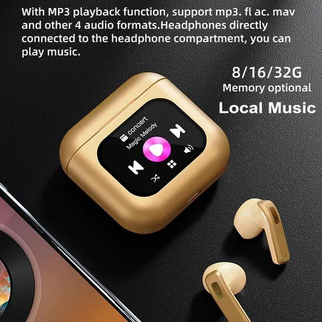 Alt view image 4 of 7 - Touch Screen Earbuds Noise Cancelling Bluetooth Wireless Headphones with Smart Touch Screen Case, Make/Answer Calls, Remote Control for TikTok, MP3 Store/Play Music, Message Notification, DIY Screen