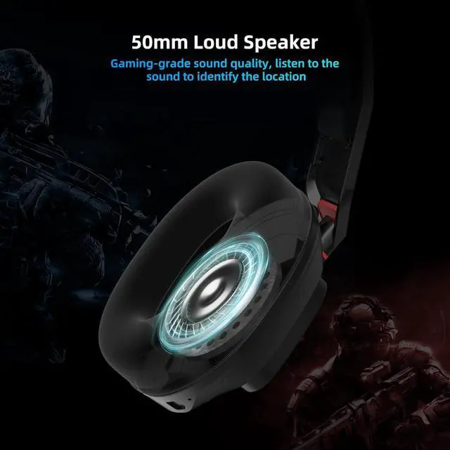 Alt view image 3 of 7 - Wireless Gaming Headset for Ps5, Ps4 Fortnite & Call of Duty/FPS Gamers, Pc, Nintendo Switch,2.4G Gaming Headphones with Noise Canceling Mic,Stereo Sound,80h Battery(Black-Red)