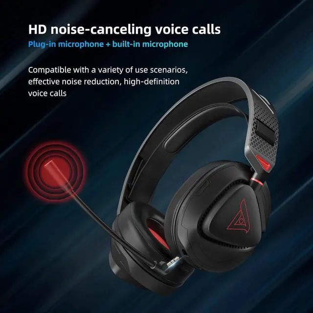 Alt view image 4 of 7 - Wireless Gaming Headset for Ps5, Ps4 Fortnite & Call of Duty/FPS Gamers, Pc, Nintendo Switch,2.4G Gaming Headphones with Noise Canceling Mic,Stereo Sound,80h Battery(Black-Red)