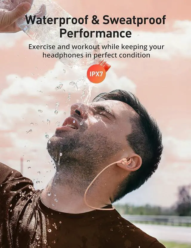 Alt view image 4 of 7 - Wireless Headphones, Bluetooth 5.2 Stereo aptX Wireless Earbuds Bass Bluetooth Earbuds Bulit-in Mic with 16H Playtime, Magnetic, IPX7 Waterproof Perfect for Sport, Gym