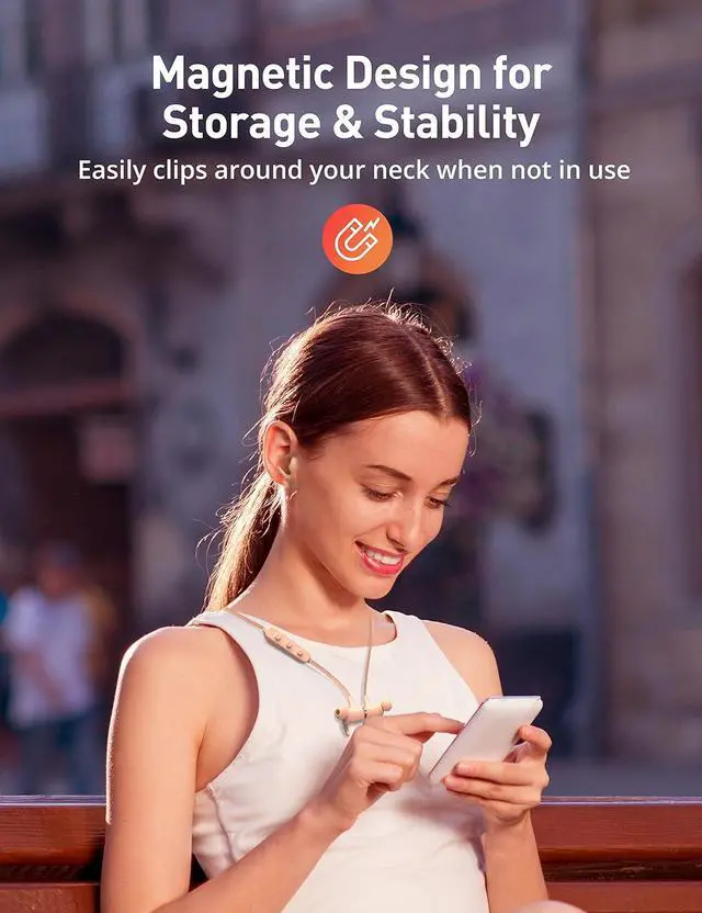 Alt view image 5 of 7 - Wireless Headphones, Bluetooth 5.2 Stereo aptX Wireless Earbuds Bass Bluetooth Earbuds Bulit-in Mic with 16H Playtime, Magnetic, IPX7 Waterproof Perfect for Sport, Gym