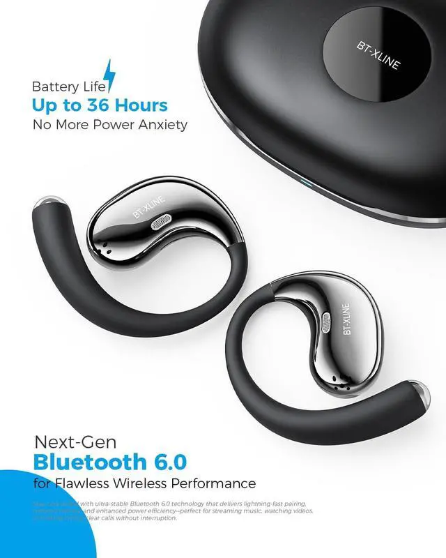 Alt view image 4 of 7 - Micool Open Ear Headphones Bluetooth 6.0, Clip On Earbuds Wireless with 36H Playtime, Noise Cancelling Sports Headphones