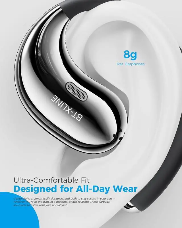 Alt view image 5 of 7 - Micool Open Ear Headphones Bluetooth 6.0, Clip On Earbuds Wireless with 36H Playtime, Noise Cancelling Sports Headphones