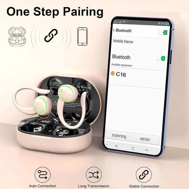 Alt view image 7 of 7 - Wireless Earbuds, Deep Bass Fitness Earphones Gym Running, Bluetooth Headphones Sports, IP7 Waterproof Headset with Earhook Workout, Playback Over-Ear Buds with Noise Cancelling Mic