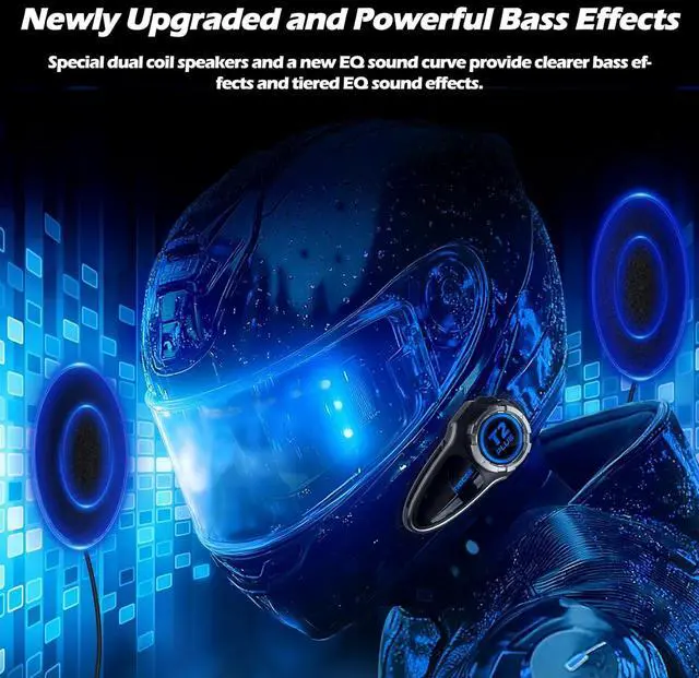 Alt view image 4 of 7 - Motorcycle Bluetooth Headset T2Plus Dual Chip MESH Intercom 10-Way Motorcycle Helmet Bluetooth Helmet Intercom Communication Systems with Double Coil Subwoofer Speakers (Black/Silver)