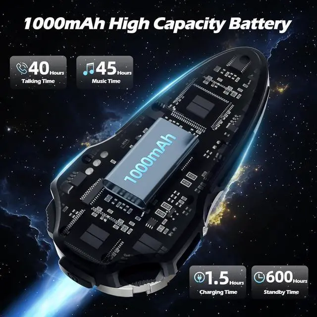 Alt view image 6 of 7 - Motorcycle Bluetooth Headset T2Plus Dual Chip MESH Intercom 10-Way Motorcycle Helmet Bluetooth Helmet Intercom Communication Systems with Double Coil Subwoofer Speakers (Black/Silver)