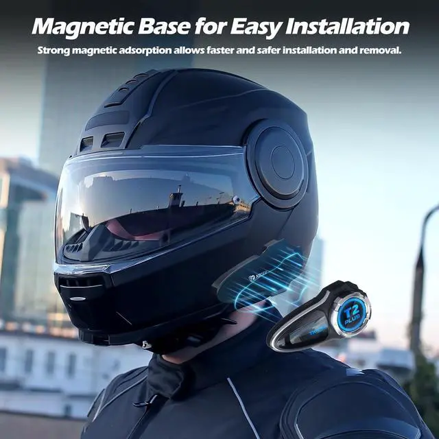 Alt view image 7 of 7 - Motorcycle Bluetooth Headset T2Plus Dual Chip MESH Intercom 10-Way Motorcycle Helmet Bluetooth Helmet Intercom Communication Systems with Double Coil Subwoofer Speakers (Black/Silver)