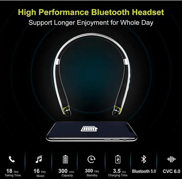 Alt view image 5 of 7 - Neckband Bluetooth Headphones Wireless Earbuds Bluetooth 5.0 with Magnetic Design Retractable and Foldable for Sports Workout