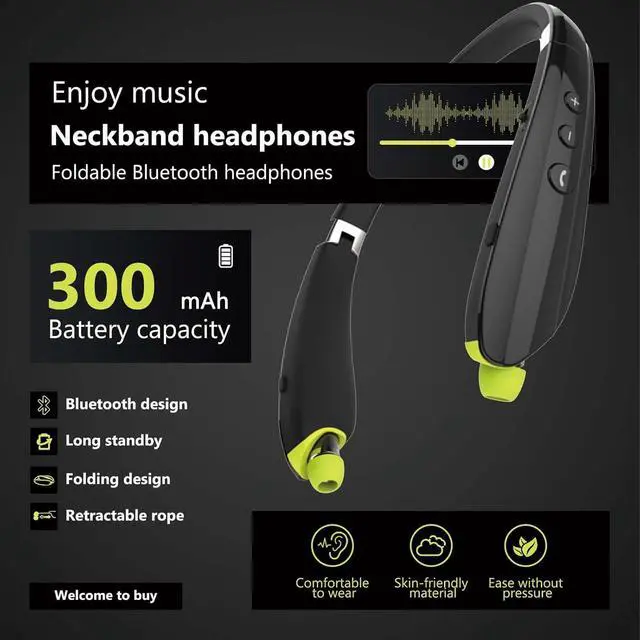 Alt view image 7 of 7 - Neckband Bluetooth Headphones Wireless Earbuds Bluetooth 5.0 with Magnetic Design Retractable and Foldable for Sports Workout