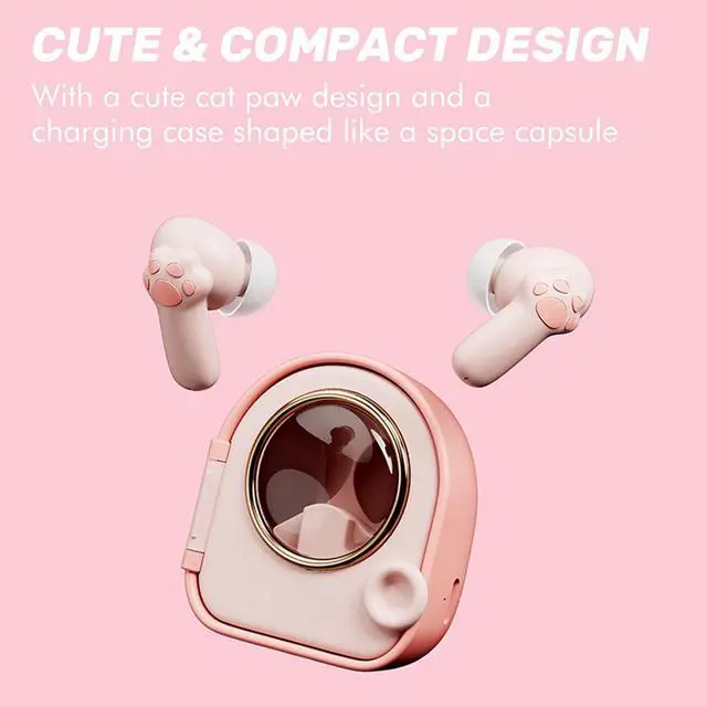 Alt view image 3 of 6 - Xmenha Kids Pink Cute Earbuds for Small Ears Women Pink Wireless Earbuds Kids for Small Ear Canals Pink Ear Buds Kawaii Headphones Kids Ear Buds for Small Ears Kids Earphones
