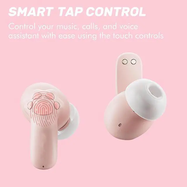 Alt view image 5 of 6 - Xmenha Kids Pink Cute Earbuds for Small Ears Women Pink Wireless Earbuds Kids for Small Ear Canals Pink Ear Buds Kawaii Headphones Kids Ear Buds for Small Ears Kids Earphones