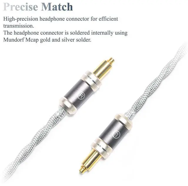 Alt view image 2 of 7 - 6N Single Crystal Silver Headphone Cable for SHURE SRH1540 SRH1840 SRH1440 MMCX Plug 4.4mm Balanced Hi-Fi Headphone Audio Upgrade Cable (4.4mm Plug)