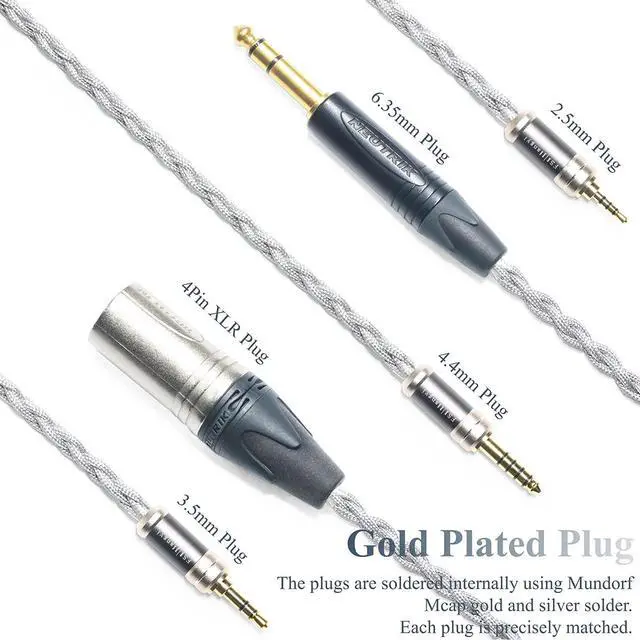 Alt view image 6 of 7 - 6N Single Crystal Silver Headphone Cable for SENNHEISER HD 660S2 HD 650 HD 660 S HD 600 4.4mm Balanced Hi-Fi Headphone Audio Upgrade Cable (6.35mm Plug)
