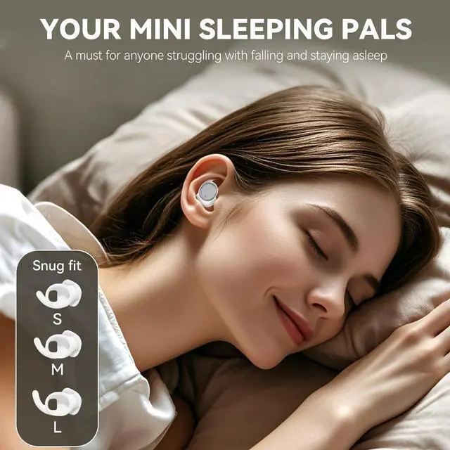 Alt view image 2 of 6 - Noise Blocking Earbuds for Sleep with Sleeping, Game, and Music Modes, Long 7-Hour Playtime, Wireless Bluetooth Streaming, Slim Fit for Side Sleepers (White)