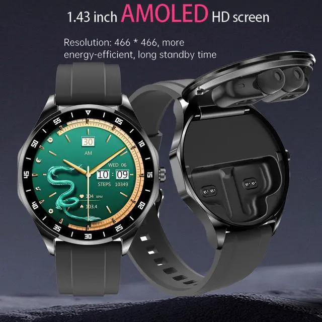 Alt view image 3 of 6 - Smart Watch with Earbuds,2 in 1 Build-in TWS Wireless BT5.0 Earphone Fitness Sports Health Monitor Black X20