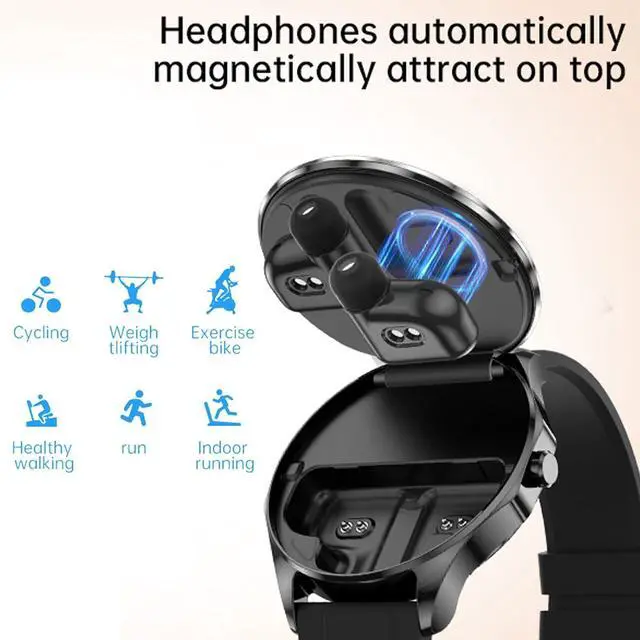 Alt view image 5 of 6 - Smart Watch with Earbuds,2 in 1 Build-in TWS Wireless BT5.0 Earphone Fitness Sports Health Monitor Black X20