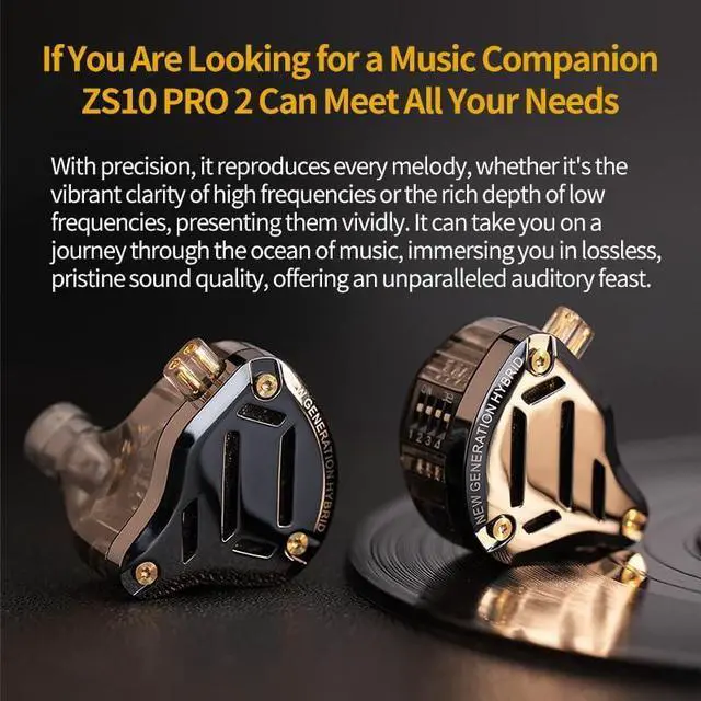 Alt view image 5 of 7 - KZ ZS10 pro2 Hybrid Driver in-Ear Headphone,5 Drivers HiFi in-Ear Monitor Audiophiles Earphone,KZ IEM Tunable Musician Earbud (Black, with Microphone)