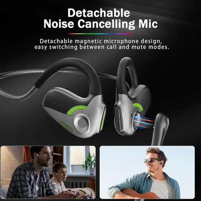 Alt view image 4 of 6 - Wireless Gaming Headphone with Detachable Noise Canceling Mic for PC, PS4, PS5, Switch, Bluetooth/2.4Ghz USB/Type-C Connections, Upgraded Lower Latency and Larger Battery