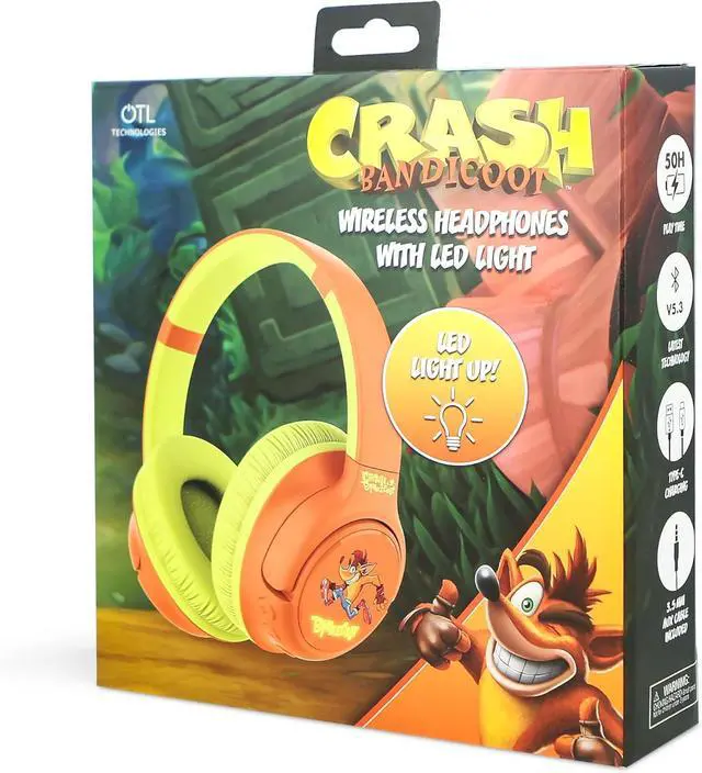 Alt view image 4 of 5 - Wireless Headphones Crash Bandicoot with LED Light