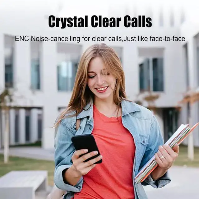 Alt view image 4 of 7 - True Open Ear Headphones Open Ear Bluetooth Headphones Open Ear Earbuds Open Ear Earbuds Wireless Bluetooth 5.3 Clear Calls Open Ear Earbuds Wireless Bluetooth 80H Charging Case For Running black