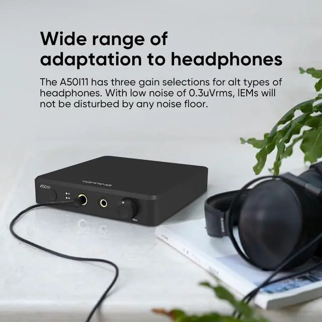 Alt view image 5 of 7 - Topping A50 III NFCA Headphone Amplifier, 3500mW x 3500mW Home Audio Headphone Amp, RCA/TRS to 4.4mm/6.35mm Earphone Output with 3 Gain Settings 12V Trigger for IEM, Black