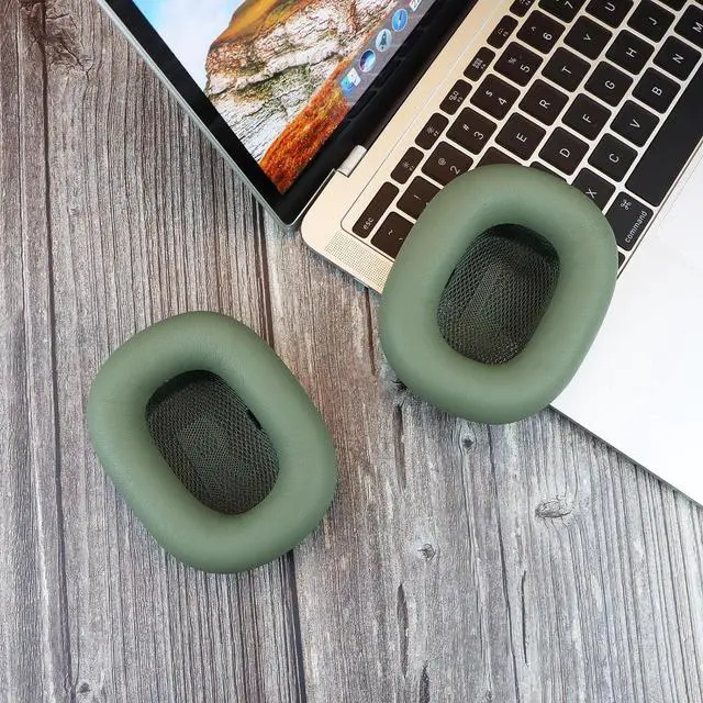 Alt view image 6 of 6 - Lambskin Ear Cushions for Apple AirPods Max Headphones Replacement Earpads Sweat Proof Ear Cups Cushion Easy to Install with Magnet,Sheepskin and Memory Foam(Green)