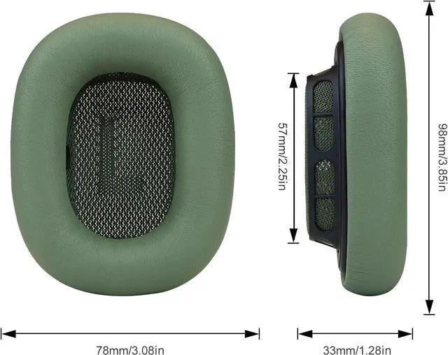 Alt view image 5 of 6 - Lambskin Ear Cushions for Apple AirPods Max Headphones Replacement Earpads Sweat Proof Ear Cups Cushion Easy to Install with Magnet,Sheepskin and Memory Foam(Green)